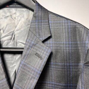 NWT Walter Morton/Hickey Freeman Men's 48L, Brown/blue Plaid,100% Wool Suit USA
